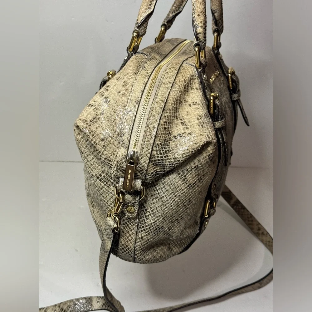 Michael Kors Leather Snakeskin Handbag Satchel Crossbody Bag